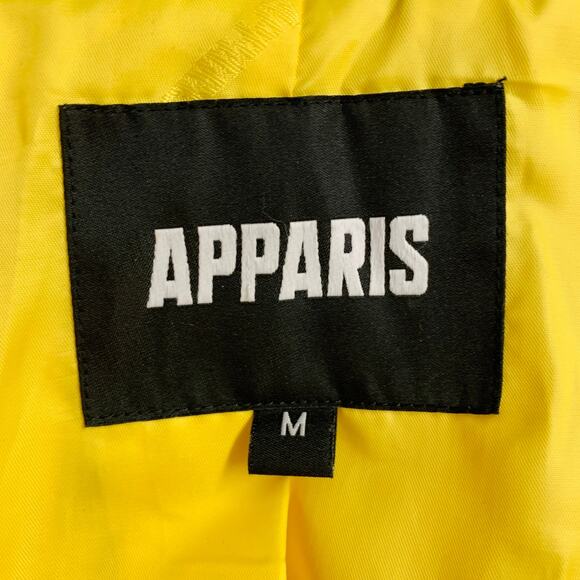 APPARIS Size M Yellow Polyester Faux Fur Oversized Notch Lapel Hook Eye Jacket - Picture 4 of 6